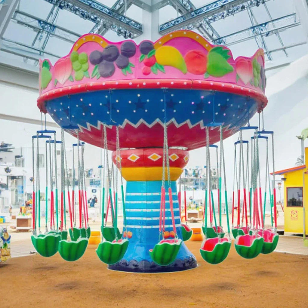 

Full Size Coin Operated Kiddie Christmas Carousel Watermelon Flying Chair Ride Toy