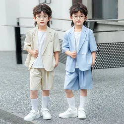 2026 new summer Baby Boys Clothes Set short sleeve Gentleman Top jacket cardigan + Pants Outfits Suit Teenager 2 4 8 10 12 year