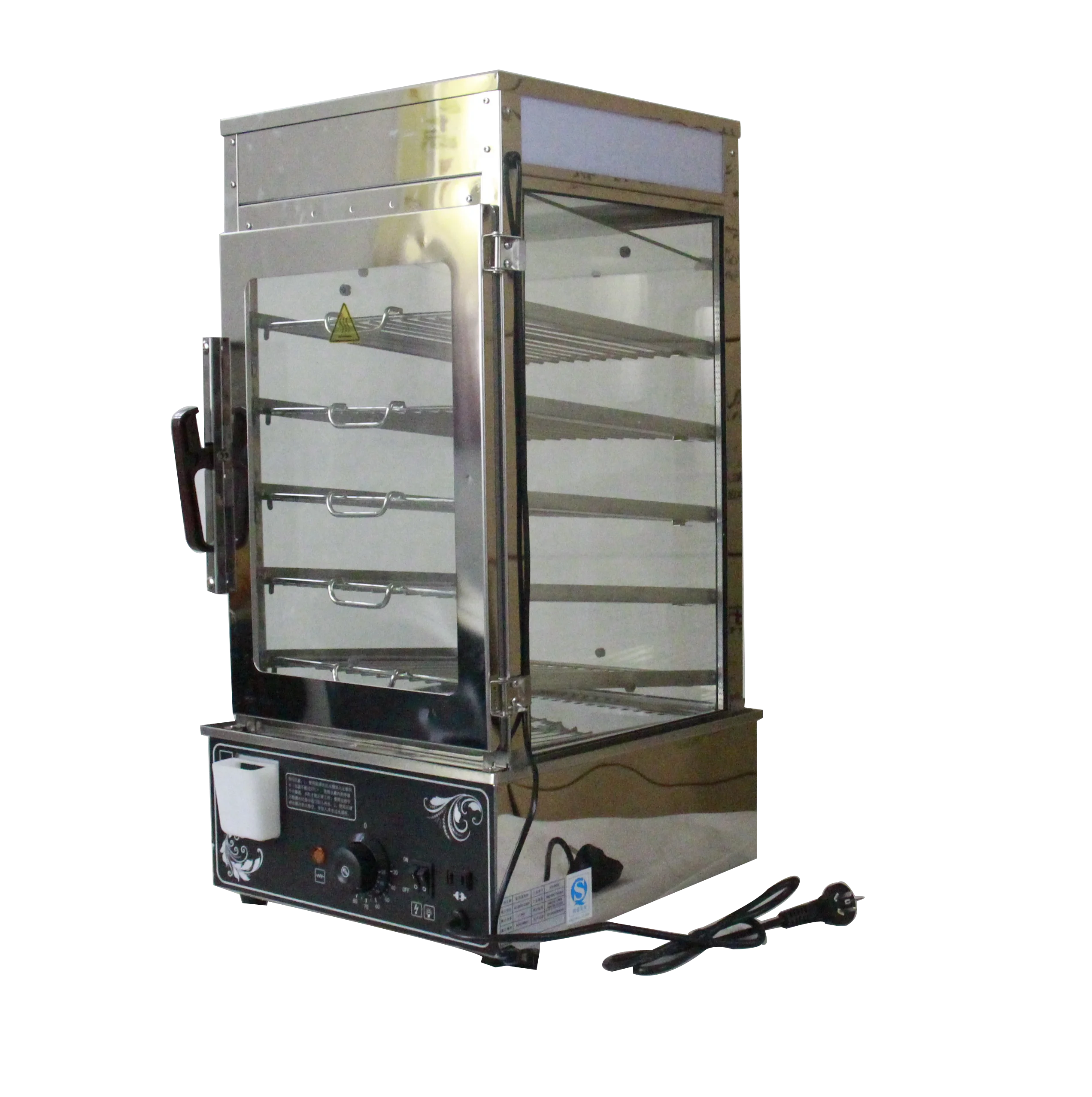 Electric Glass Commercial 6 Layers Display Cabinet Square Steaming Heating Steamed Stuffed Soup Dumpling Steamer Machine