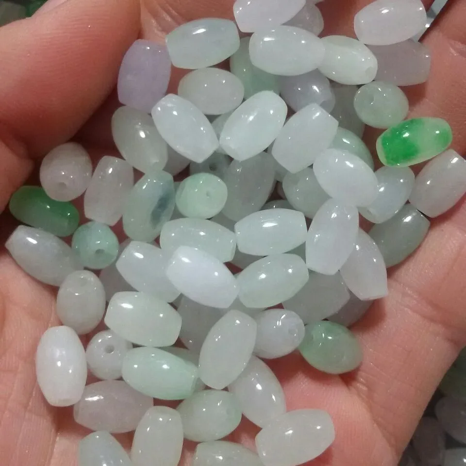 10pcs Jade Light Green Bashan Green Rice Beads Transfer Beads Ice Seed 12 * 8mm Beaded DIY Bracelet Beads