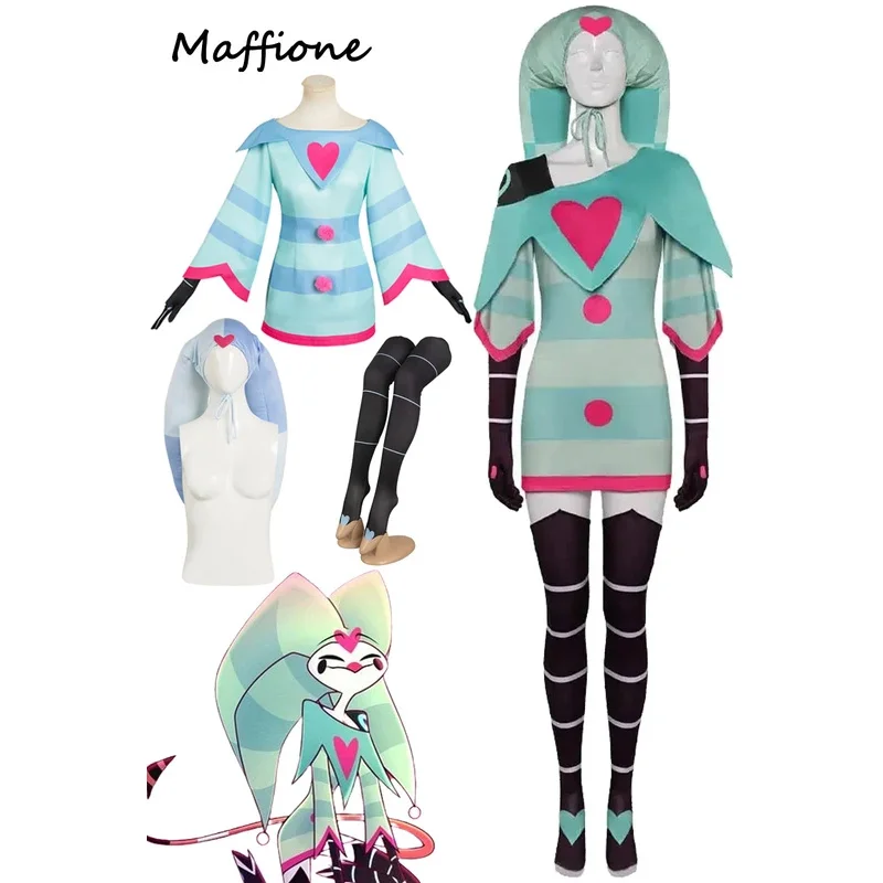 

Fizzarozzie платье для косплея костюм мультфильм Helluva косплей босс маскировка наряды женский головной убор шляпа костюм на Хэллоуин