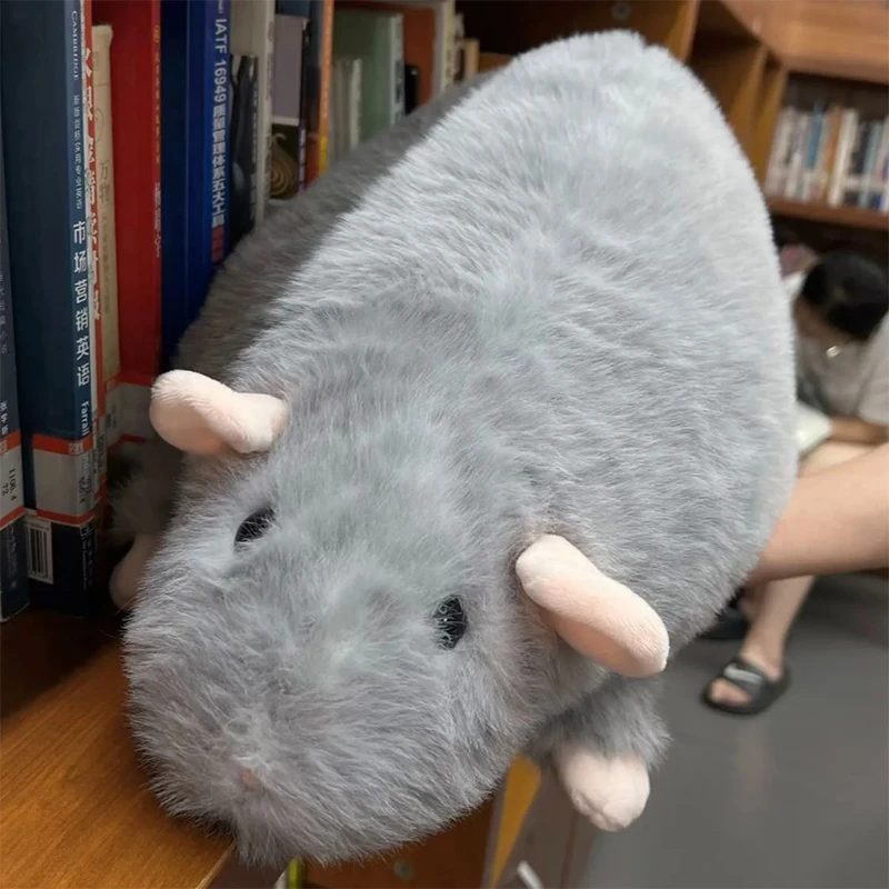 كارتون كبير الحجم نابض بالحياة ماوس جديد إبداعي مضحك رمادي الفئران محشوة بالكامل الحيوان الفئران وسادة الديكور هوليوود هدية الكريسماس #6