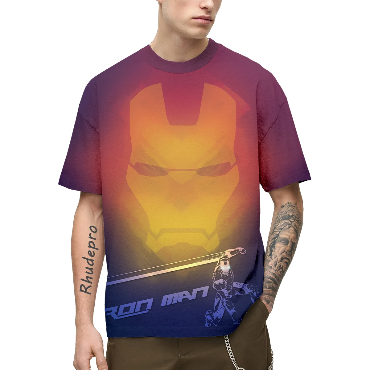 Miniso Iron Man Avengers Men Women Short Sleeve  Casual Style 3D Print T Shirt Summer Casual Streetwear Tee Tops Cartoon