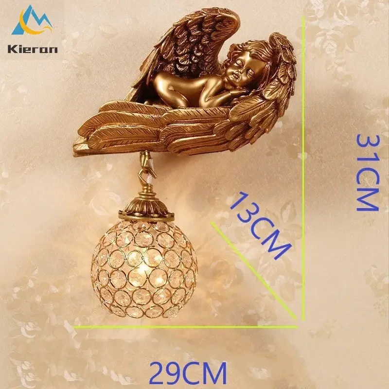 Imagem -06 - Nordic Carving Angels Led Wall Lamp Quarto Estudo Restaurante Hotel Cabeceira Crystal Wall Lights Sala de Estar Decor Cupido Wall Lamp