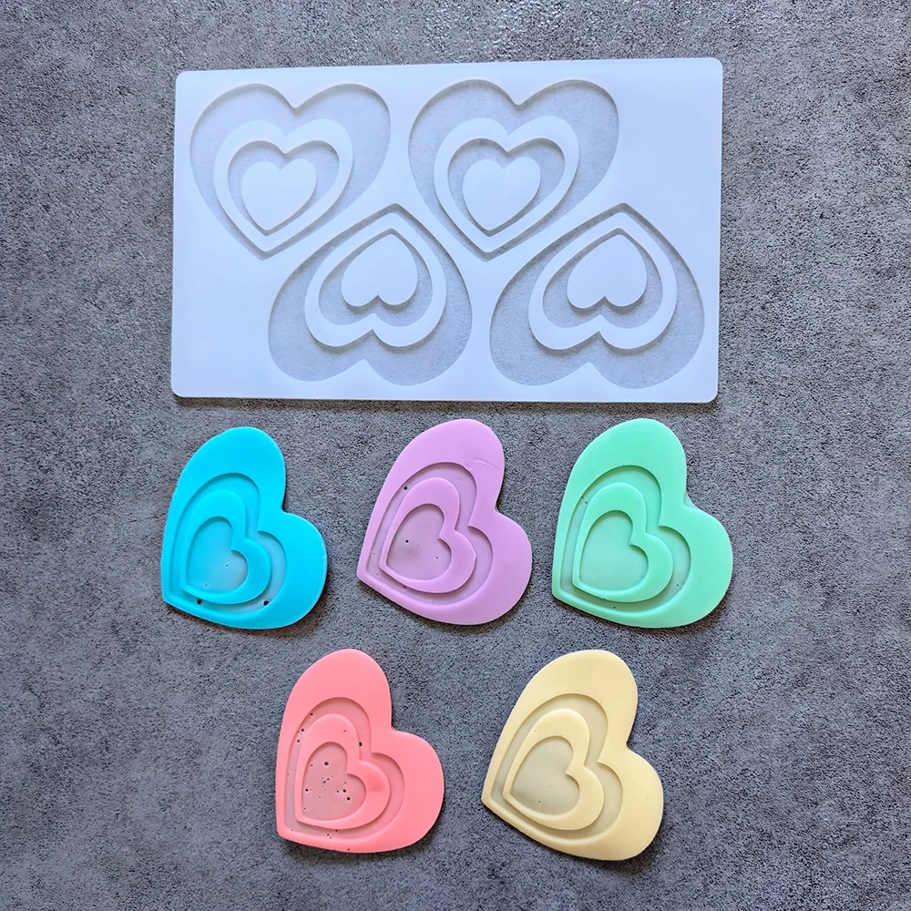 1 قطعة 4 غرف ثقب مزدوج على شكل قلب شوكولاتة الوجه على قالب السيليكون لتقوم بها بنفسك قالب الحلوى بودنغ قالب الحلوى كعكة الديكور المساعد