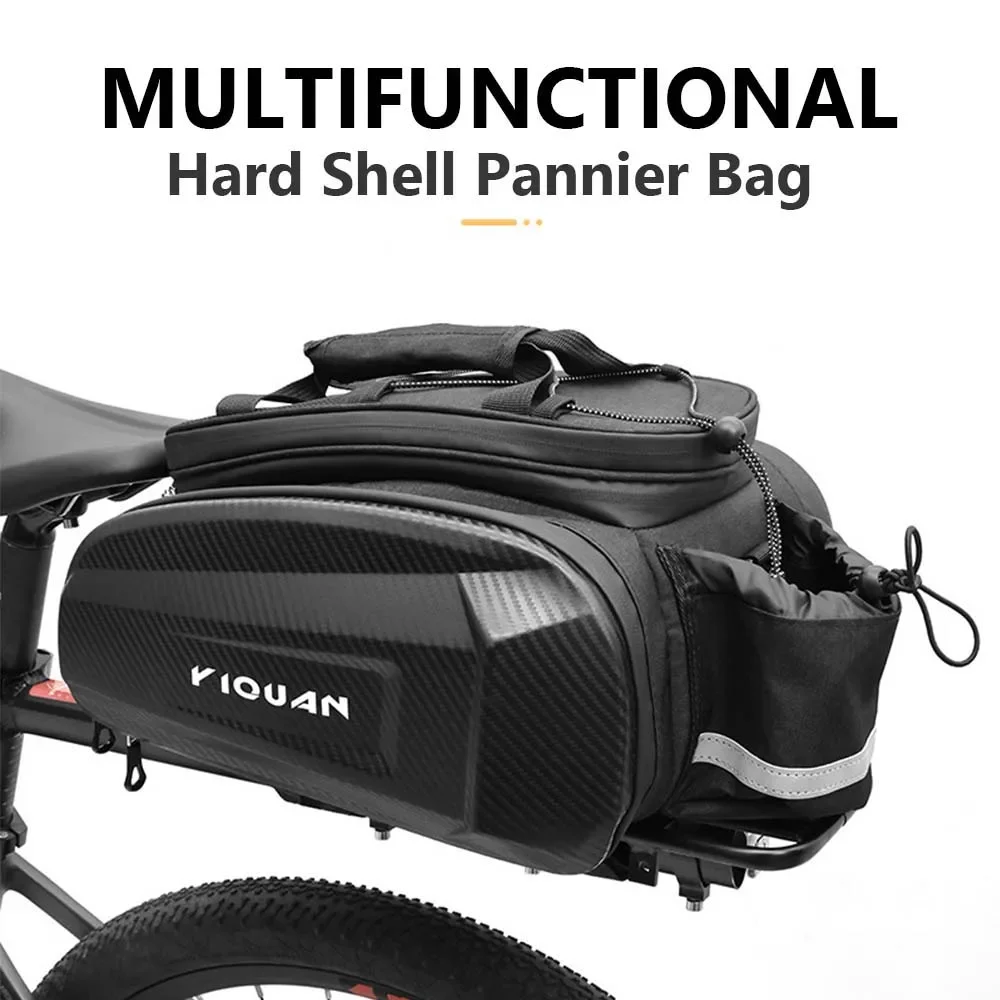 Sacoche de vélo rigide extensible pour porte-bagages arrière, 17-31L, grande capacité, réfléchissante, sac de coffre de vélo multifonctionnel avec bandoulière