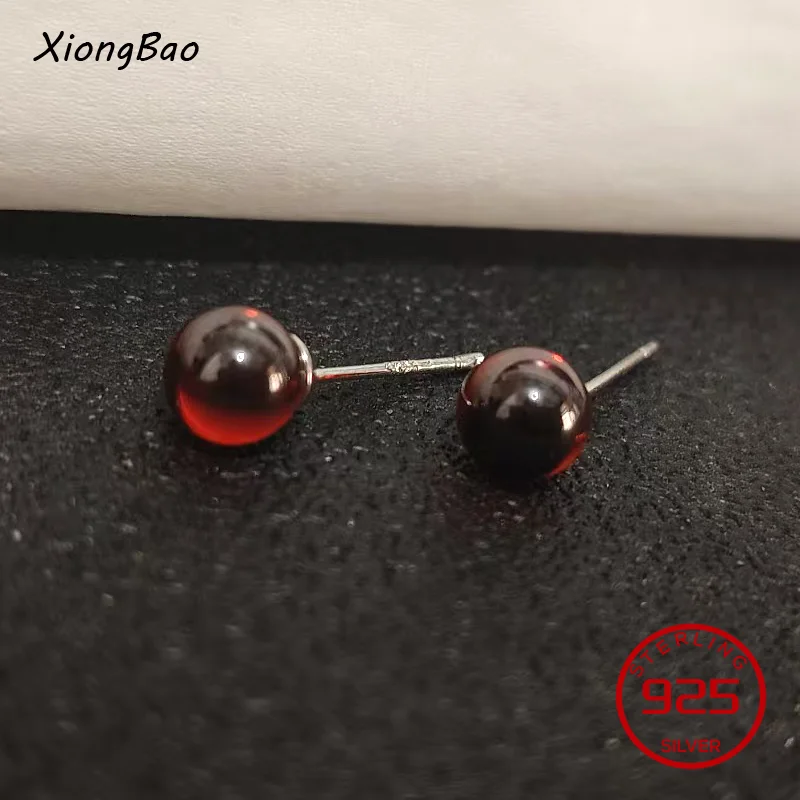 

brincos bijoux Studs Piercing Anti-allergy Tiny Small Earrings Wholesale Red Ball Earring Glass Stone Round Bead Personality