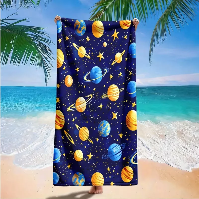 Solar System Planet Galaxy Space Print Beach Towel Quick Dry Sand Resistant Swimming Towel Mystic Space Summer Beach Towel