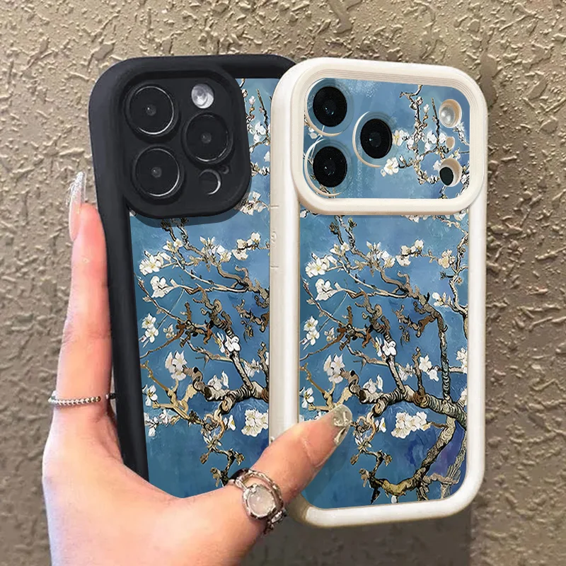 White Flowers Branches Case For iPhone 17 Pro Max Funda iPhone 16 Pro Max 11 12 13 14 15 16E 18 Shockproof Silicone Soft Cover