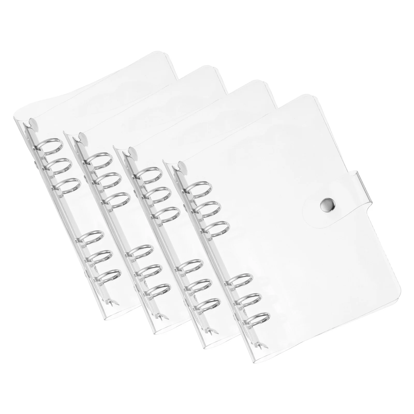 

4 шт., прозрачная обложка для переплета A6, мягкий ПВХ, защитная пленка для переплета, многоразовая оболочка для ноутбука с застежкой-кнопкой, 6 колец