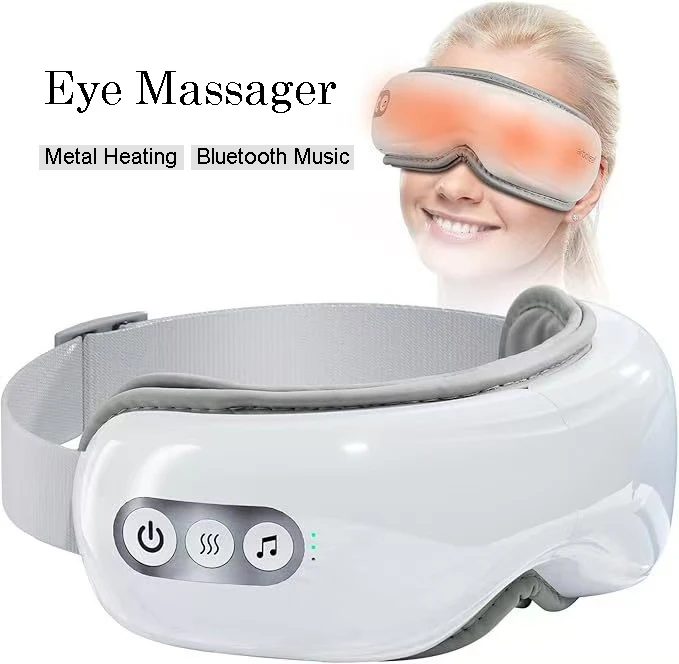 

Heated Air Pressure Eye Massager For Fatigue Dryness Relief Portable Rechargeable Foldable With Bluetooth Music Vibration Health
