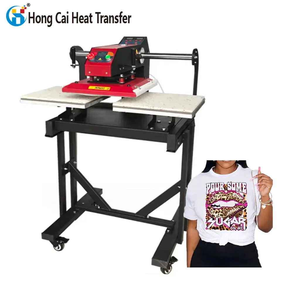 Upper Slide Pneumatic Duplex Ironing Machine 38*38 T-shirt Printing Pressing Machine Flatbed Heat Transfer Machine Heat Press