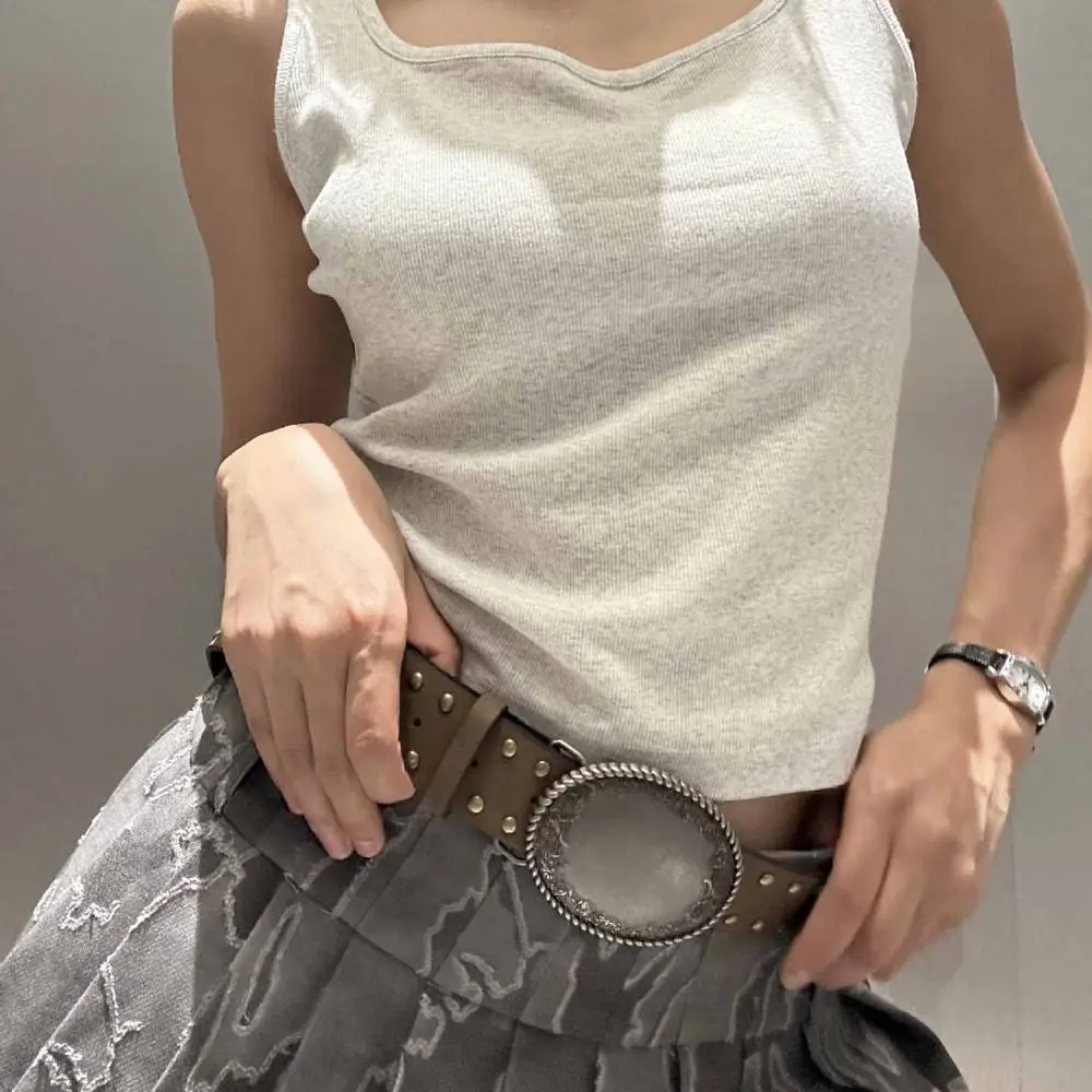 مشبك معدني ريترو برشام حزام خصر خمر مطبوعة Y2k الشرير نمط حزام الكورية نمط Egirl نمط الجينز زنار فتاة حار