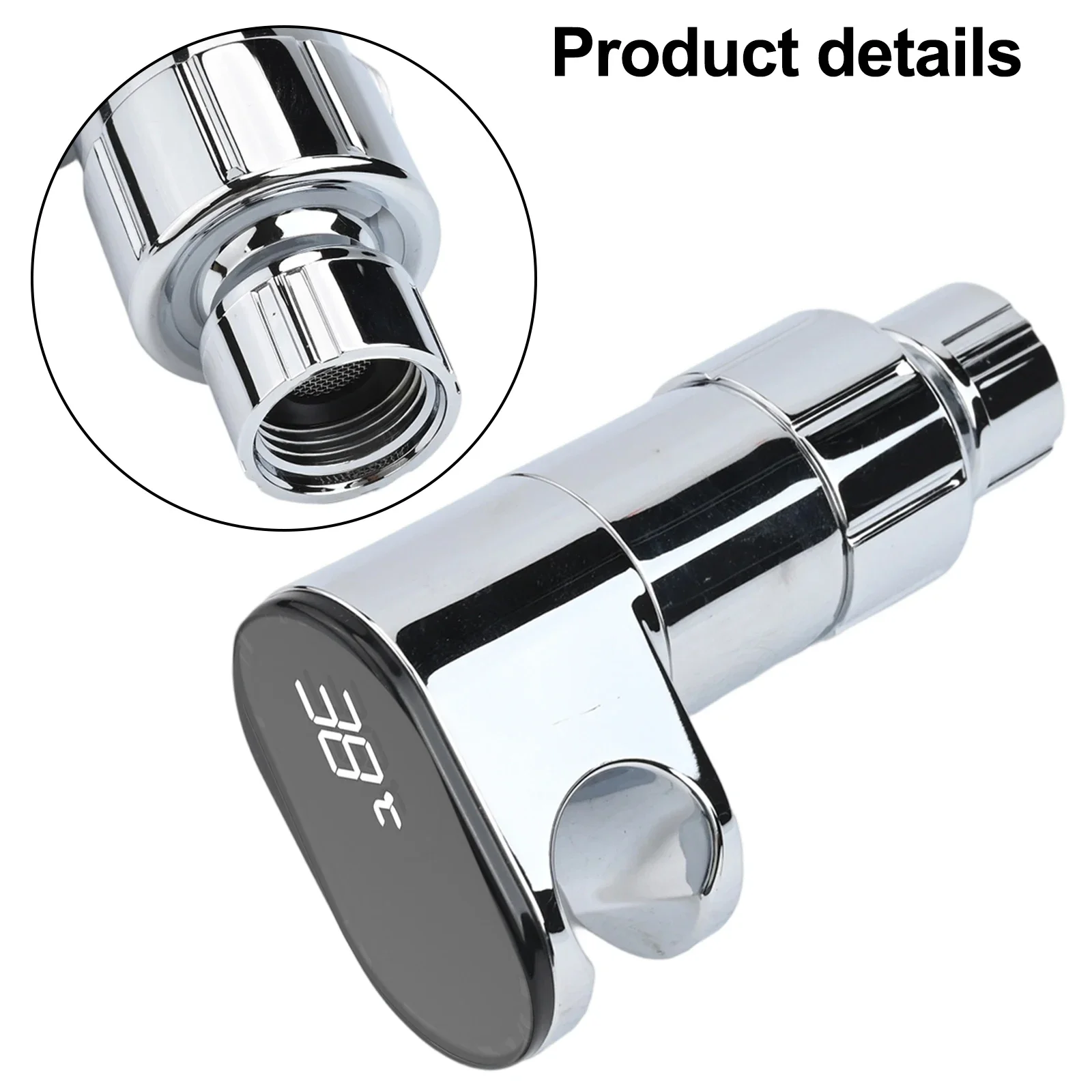 Digital Shower Thermometer Display Unit Fixed to ABS Shower Head Bracket IPX7 Certified for Reliable Temp Observation