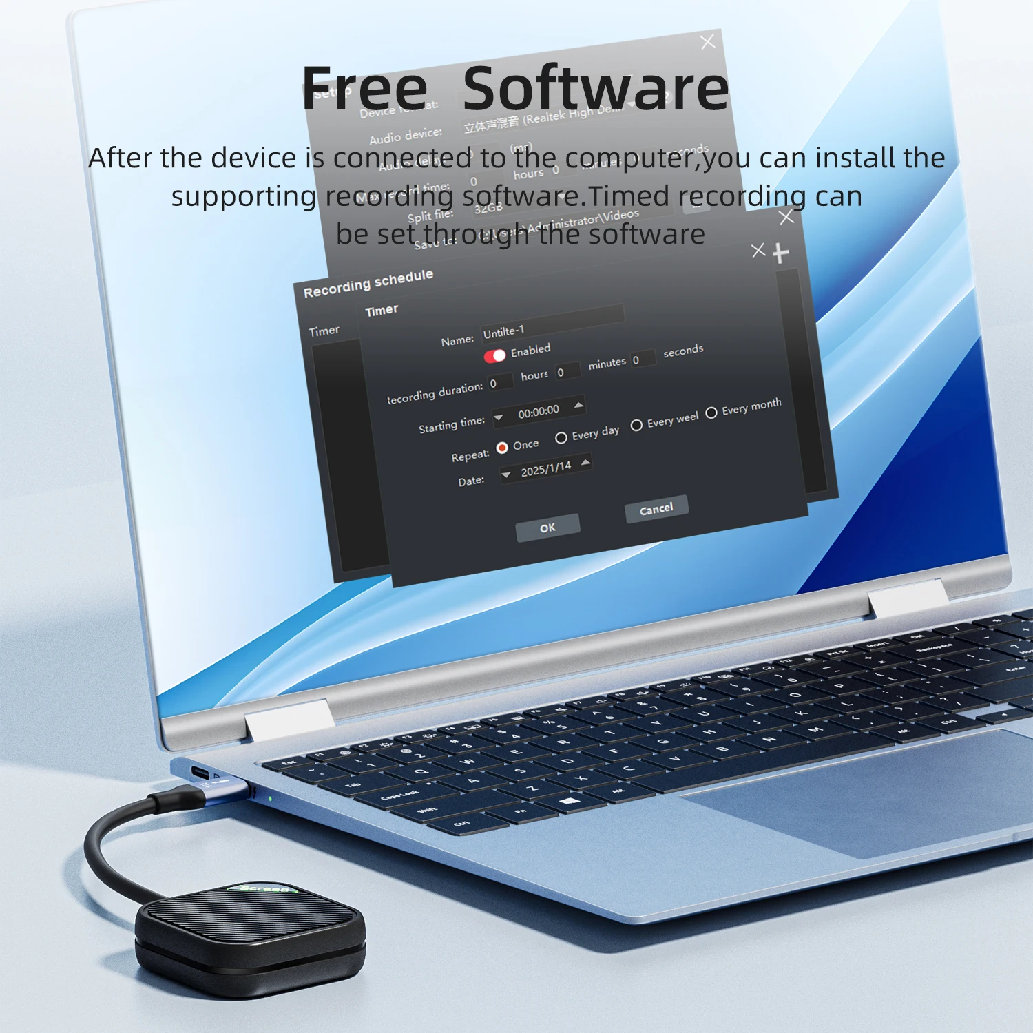 2025 المحمولة 1080p60 USB-C التقاط فيديو صغير Win10 ماك شاشة الكمبيوتر مسجل دعم لقطة في التسجيل