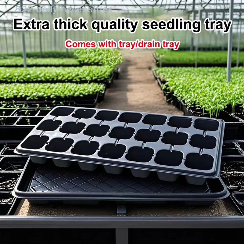 convenient10Pcs Seedling Trays Plastic Gardening Germination Trays Black Seedling Container Garden Supplies For Vegetable Flower