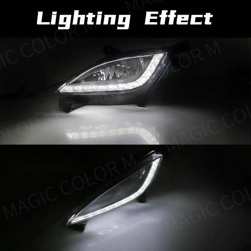 For Hyundai Elantra GT I30 2012 2013 2014 2015 2016 DRL Fog Covers Daytime Running Lights Car Front Bumper Fog Lamp Assembly 12V