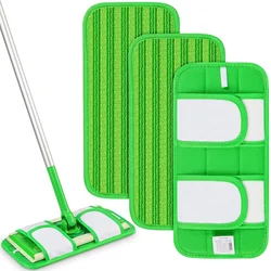 Reusable Mop Pads Compatible with Swiffer Sweeper Mops-12 Inch Washable Microfiber Wet Pads Refills Dry Sweeping Cloths