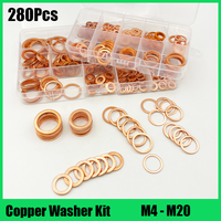 Copper Washer M4 M5 M6 M8 M10 M12 M14 M16 M18 M20 Boat Red Brass Copper Crush Sealing Washer Flat Seal Ring Gasket DIN7603