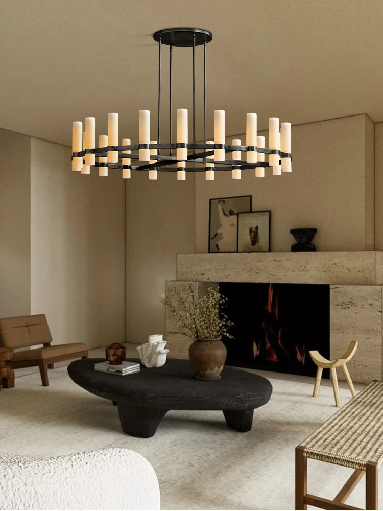 Elevate Your House With Our American Vintage E14 Led Chandelier High-end Pendant Light White Clear Lampshade Dimming Function