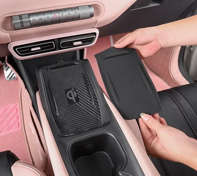 

For BYD Seagull Center Console Cup Holder Wireless Charging Pad Anti-Slip Car Accessories Dolphin MINI 23-24 Interior Organizer