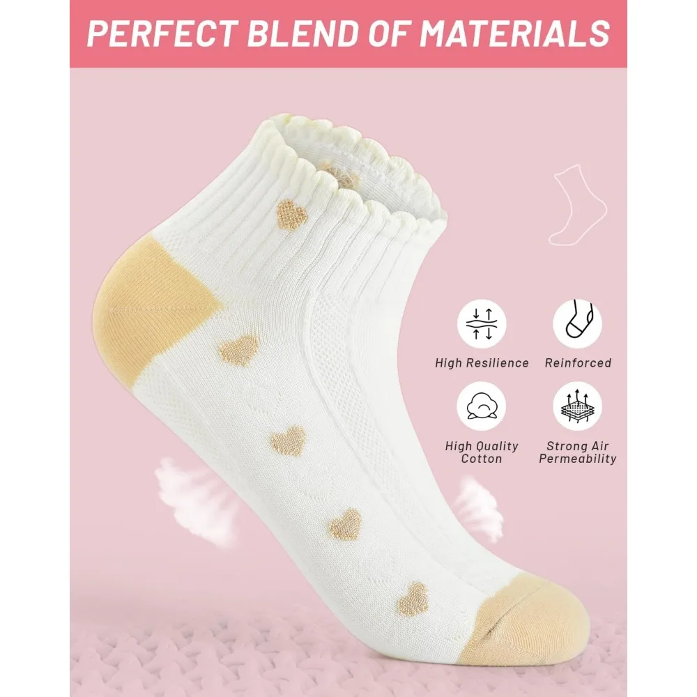 10 pairs cute socks for women white crew socks size 5-9,short crew socks for women cute quarter socks women