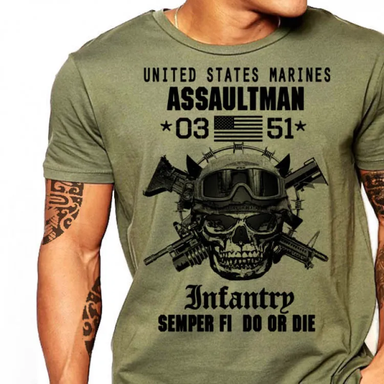 

USMC 0351 Assaultman Infantry US Marine Corps T-Shirt 100% Cotton O-Neck Short Sleeve Summer Casual Mens T-shirt Size S-3XL