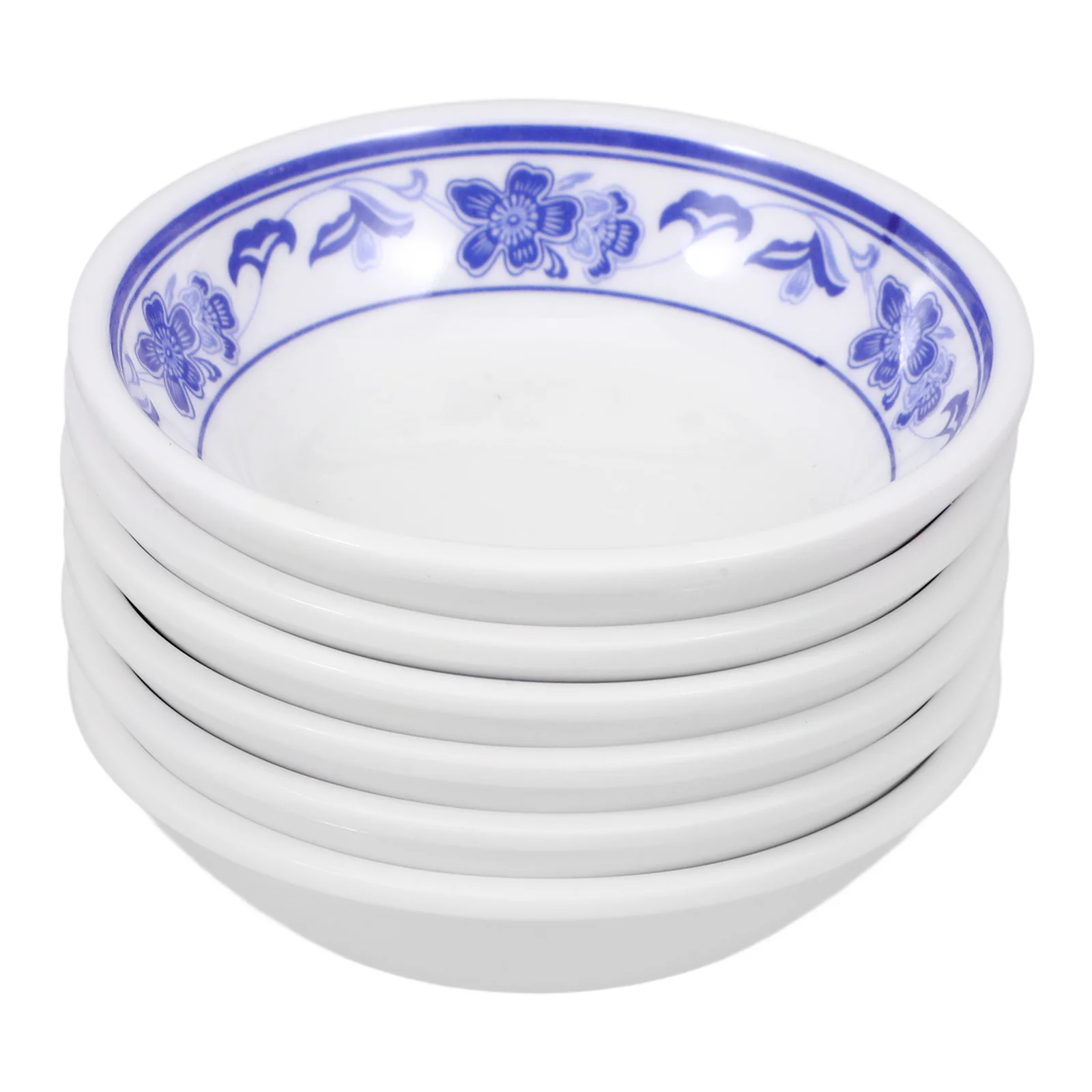 

6 шт. меламиновые тарелки для соуса, экологически чистый контейнер для приправ для ресторана, общественного питания, сине-белые тарелки для соуса