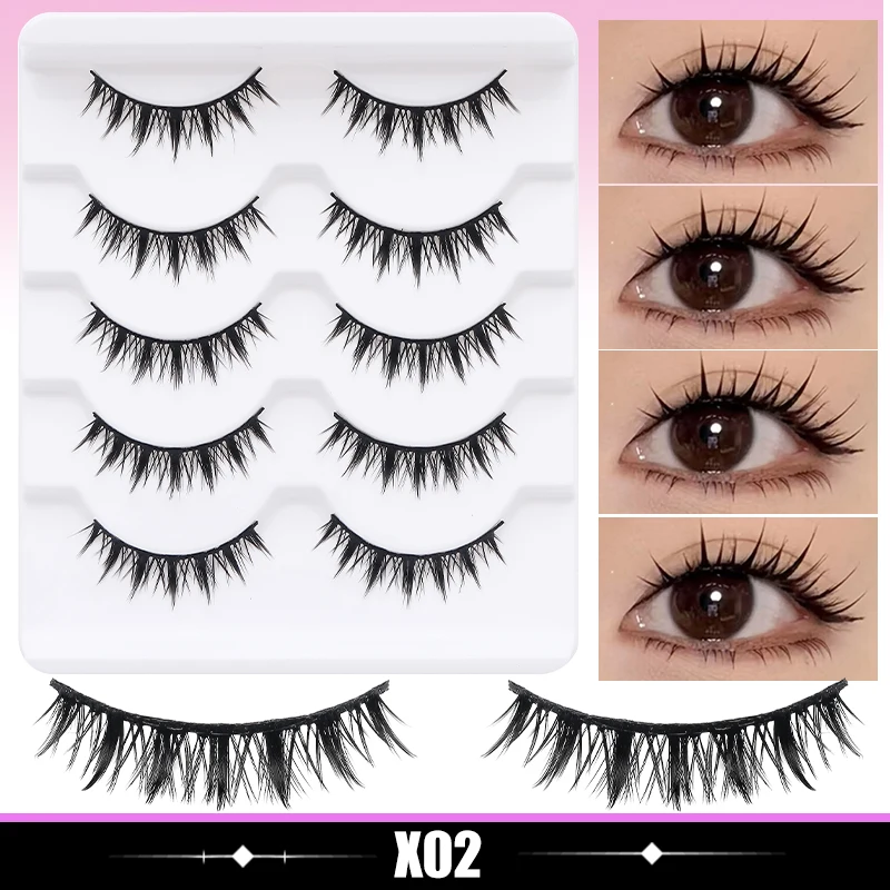 DINGSEN 5 Paar Wimpern, Künstliche Wimpern, Natürliche Lange Manga-Wimpern, Geflügelte Enden, Augenverlängernde Wimpern, Künstliche Wimpern für Make-up – Detail 13