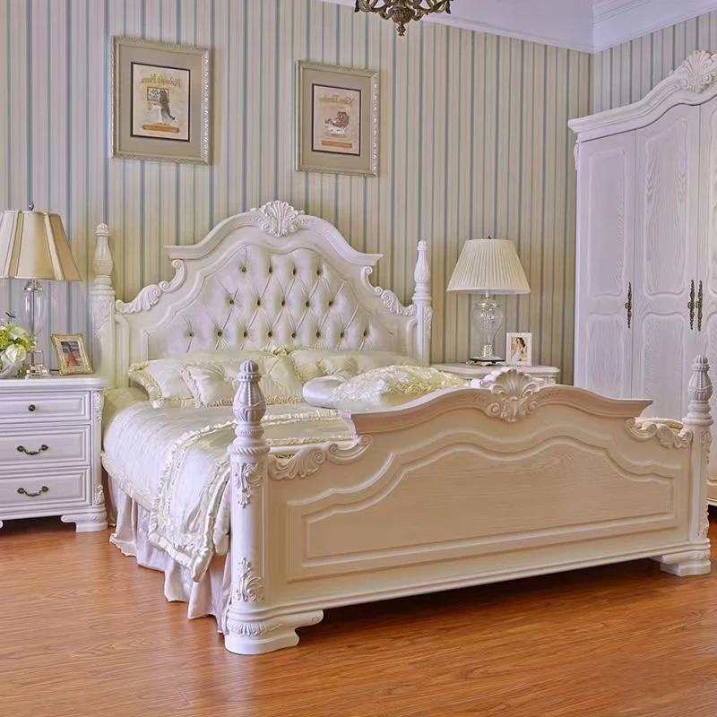 

Beige Low Price European Double Bed Base Unique White Pliable European Double Bed Luxury Modern Cama Matrimonial Home Furniture