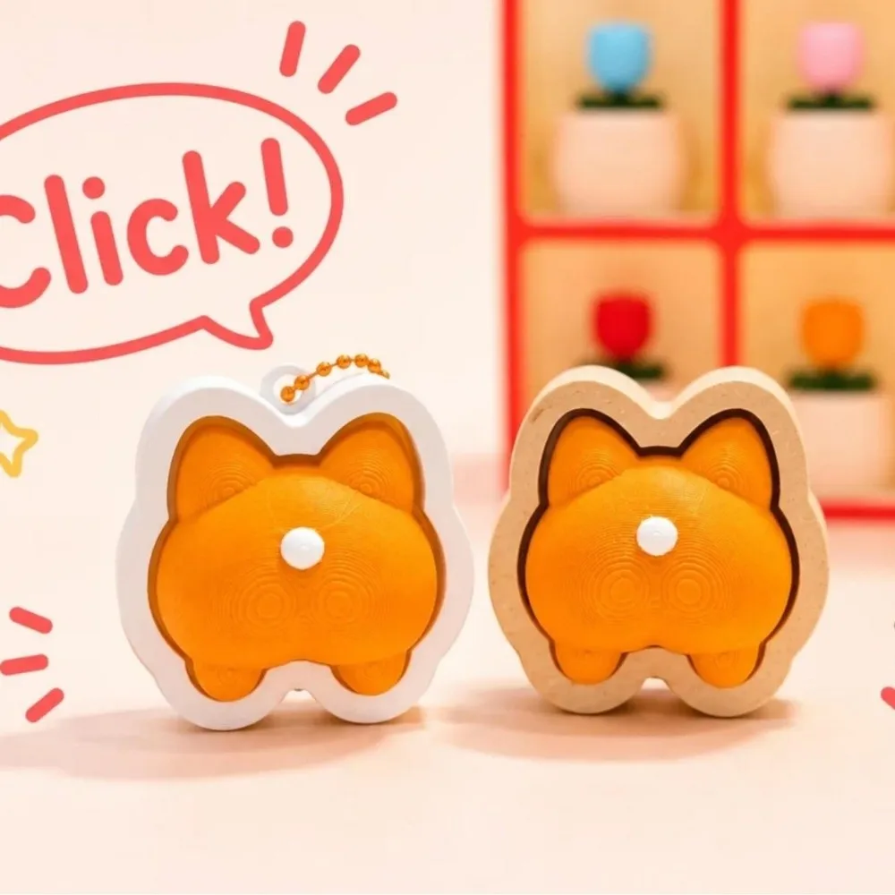 Finger Button Clicker Fidget Keychain Cartoon Animals Cute Clicking Pressure Relief Soft Slow Rebound Funny
