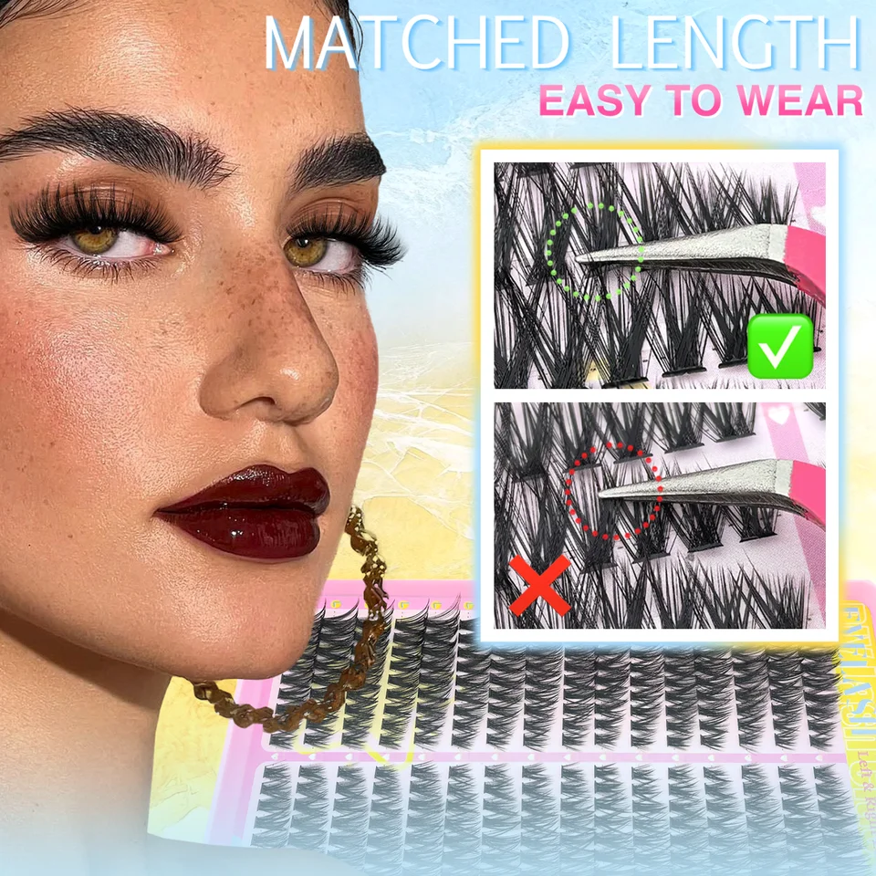 Kit de pestañas de estilo ojo de gato manga, 448 piezas, banda transparente, delgadas, ligeras, reutilizables, aspecto natural y glamoroso 6