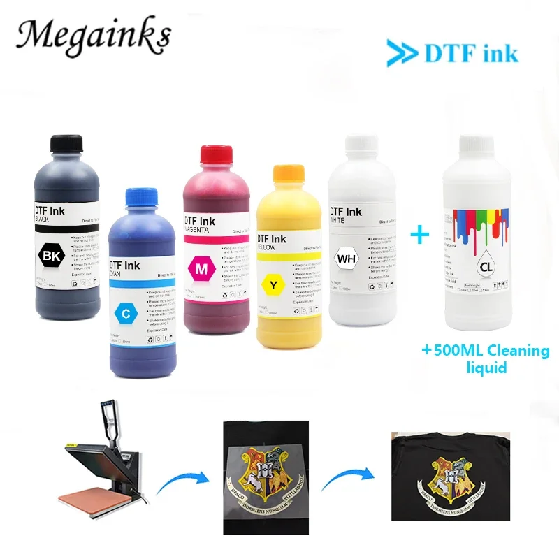 500ML * 6 uds tinta DTF y 500ML limpio para tinta DTF para impresora modificada Epson L1800 L800 L805 I3200 película de transferencia directa DTF película PET