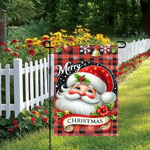 Christmas Garden Flag 12X18 Inch Santa Claus Yard Flag Double Sided Holiday Plai JJE DDI GGX