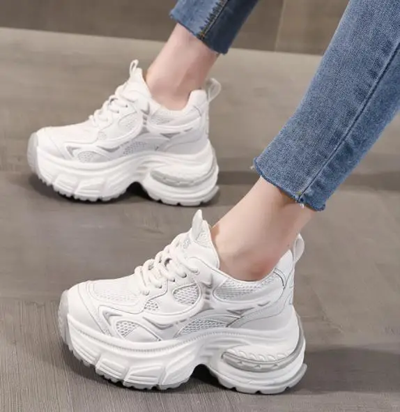 9 سنتيمتر النساء الربيع الصيف الهواء شبكة ستوكات أحذية رياضية مكتنزة الصنادل منصة إسفين الشرائح أحذية البغال أحذية النساء تنفس