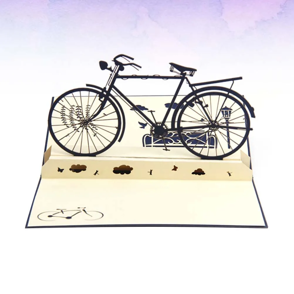 

1pc 3D Father'S Day Greeting Card Retro Bike Pop Up Card Creative Blessing For Party Invitation Navy Quality Paper For