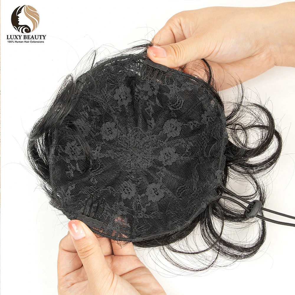 Human Hair Buns Claw On Drawstring Ponytail Flexible Hair Pieces Updo Donut Chignon Clip On Buns  Drawstring Scrunchies