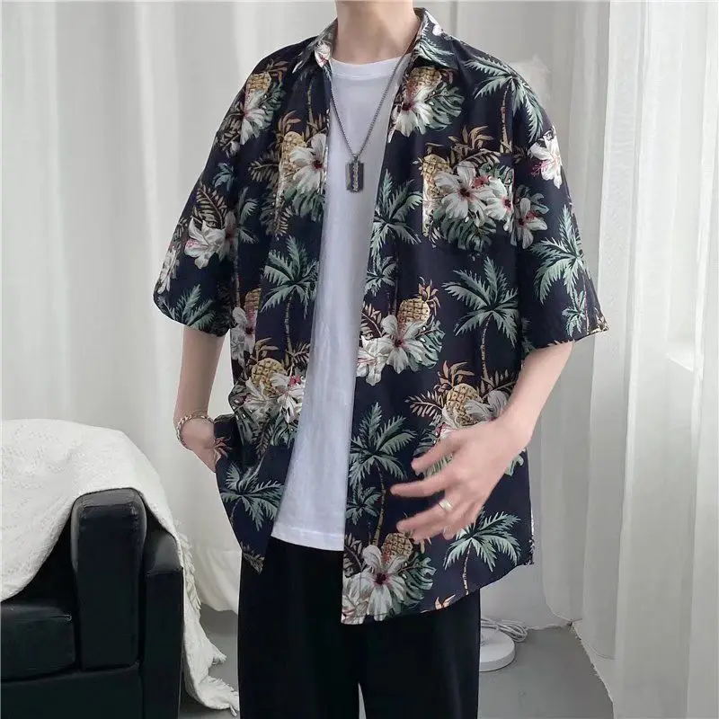 Chemise à Manches Courtes et Col Rabattu pour Homme, Cardigan Décontracté à lèvent, Imprimé Y2K, Assressentiavec Tout, Nouvelle Collection Été