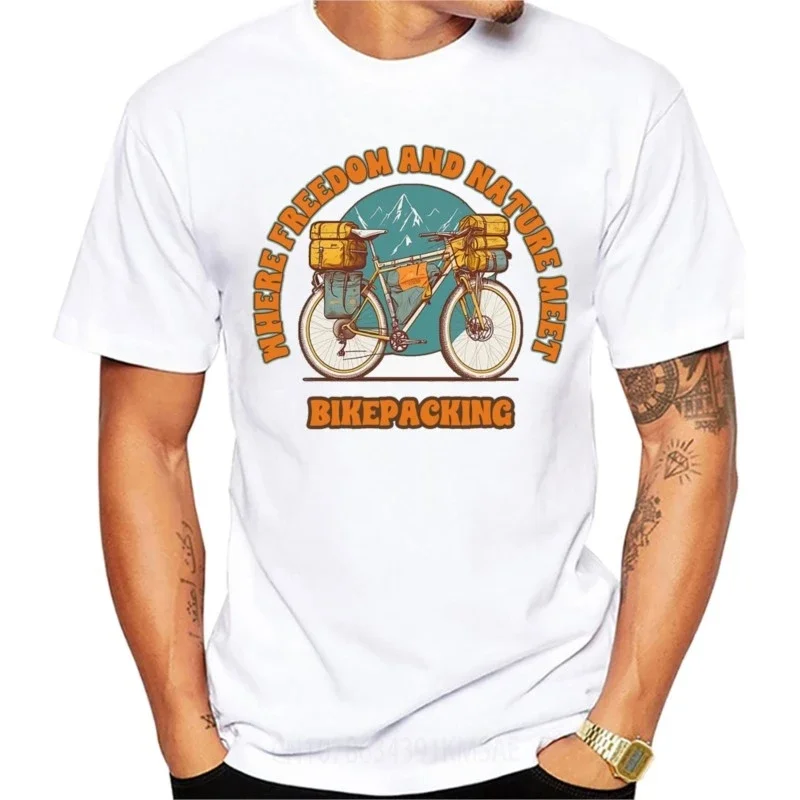 Bikepacking Retro Tops Mountain Fixed Gear Bicycle Cyclist T-Shirt Men Short Sleeve Road Bike Sport Lover White Casual Boy Tees