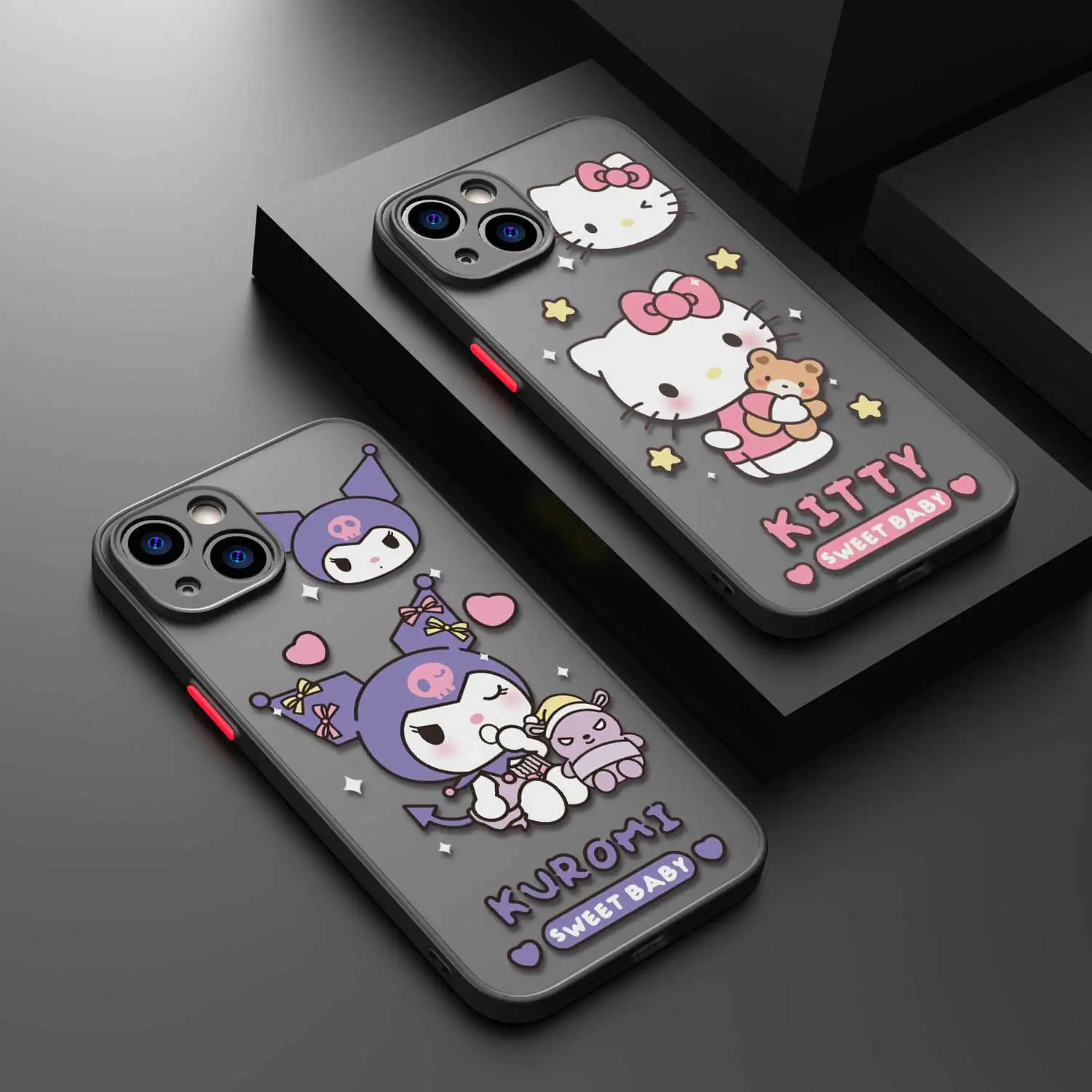 Kuromi Hello Kitty custodia per telefono opaca in TPU trasparente per iPhone 15 11 14 13 12 Pro Max Mini X XR Xs 8 7 Plus 6 6S Cover in Silicone