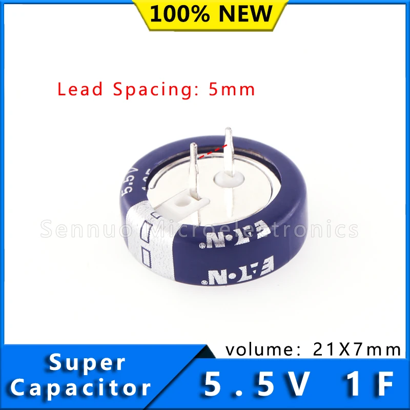 1Pcs New C Type KR-5R5C155-R 1 F (EDLC) Supercapacitor 5.5 V Radial, Can 30Ohm @ 1kHz 1000 Hrs @ 70°C