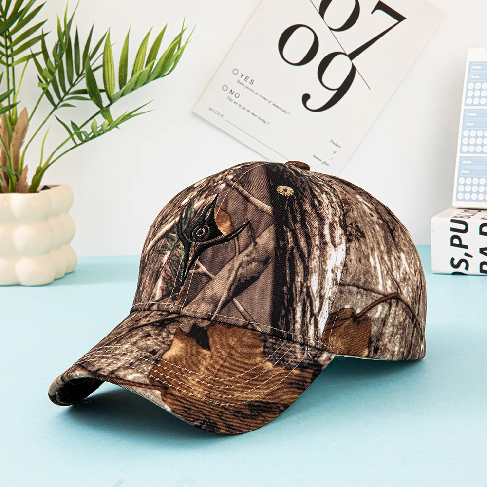 Europäische und amerikanische Sommer-Outdoor-Baseballkappen, mit Blättern bedruckte Dschungel-Tarnkappen, Herren- und Damen-Tarnkappen. – Detail 1
