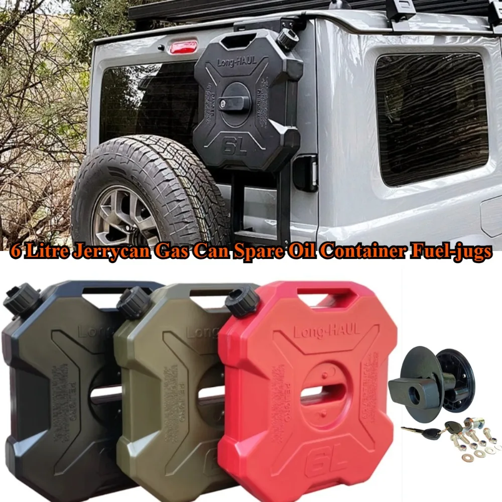 6 Litre Jerrycan Gas Can Spare Oil Container Fuel-jugs for Motorcycle Car 6L Black Green Red Spare Fuel Can Tank Petrol Tanks