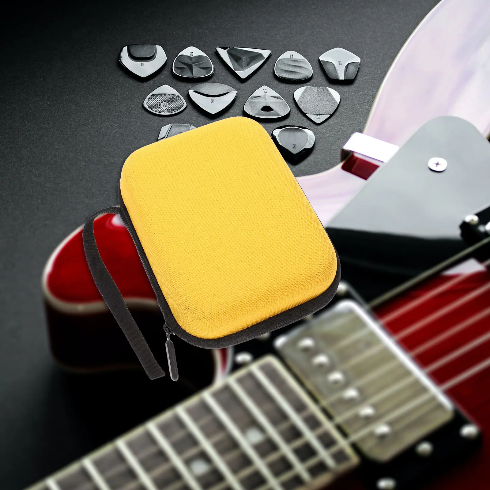 

Guitar Pick Storage Pouch Durable Eva Material Multiple Compartments Portable Design Vibrant Color Picks Organizer Case