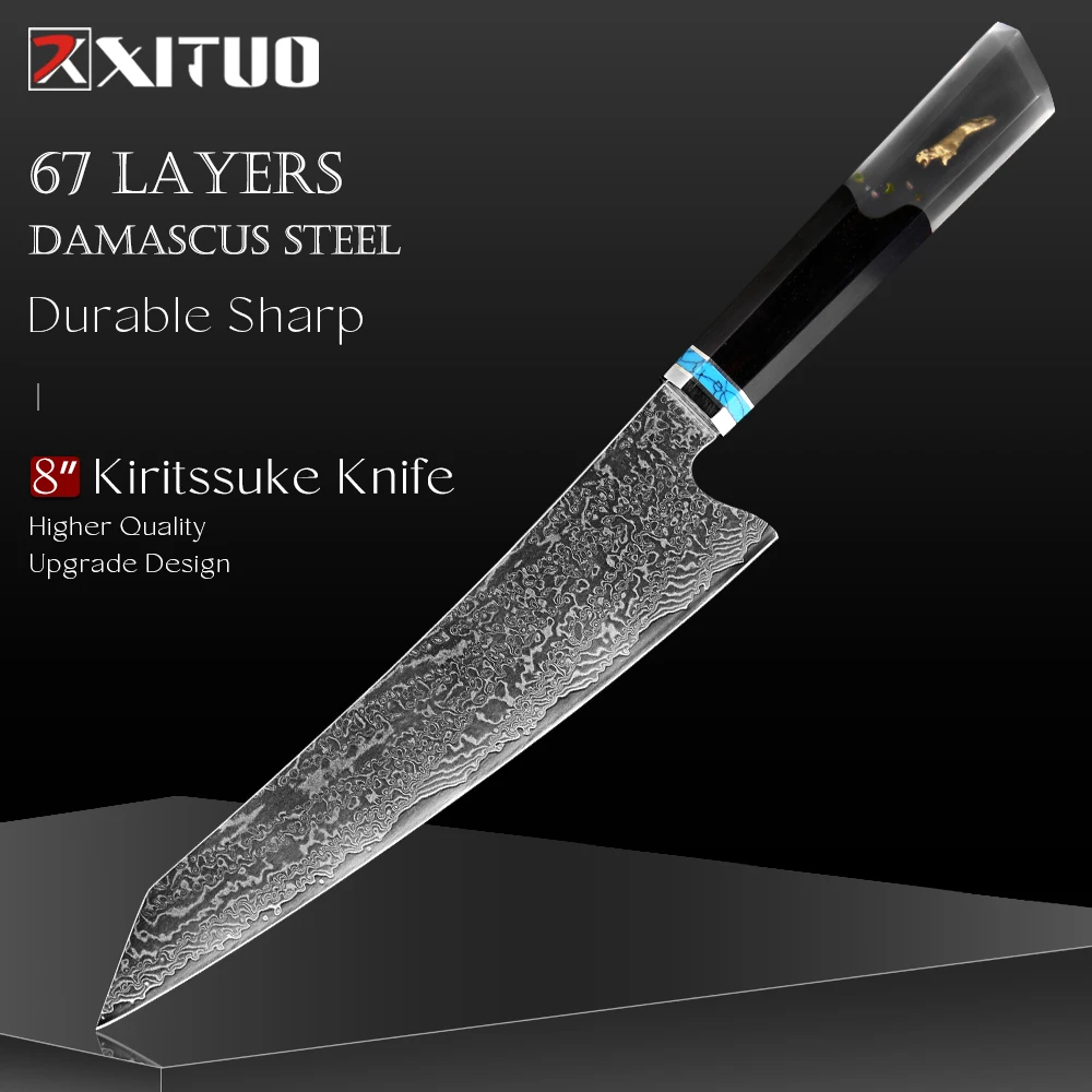 

Kiritsuke Chef Knife, 8 Inch 67-Layer Damascus Steel Japanese Chef Knife,Ultra Sharp Damascus Kitchen Knives Octagonal Handle