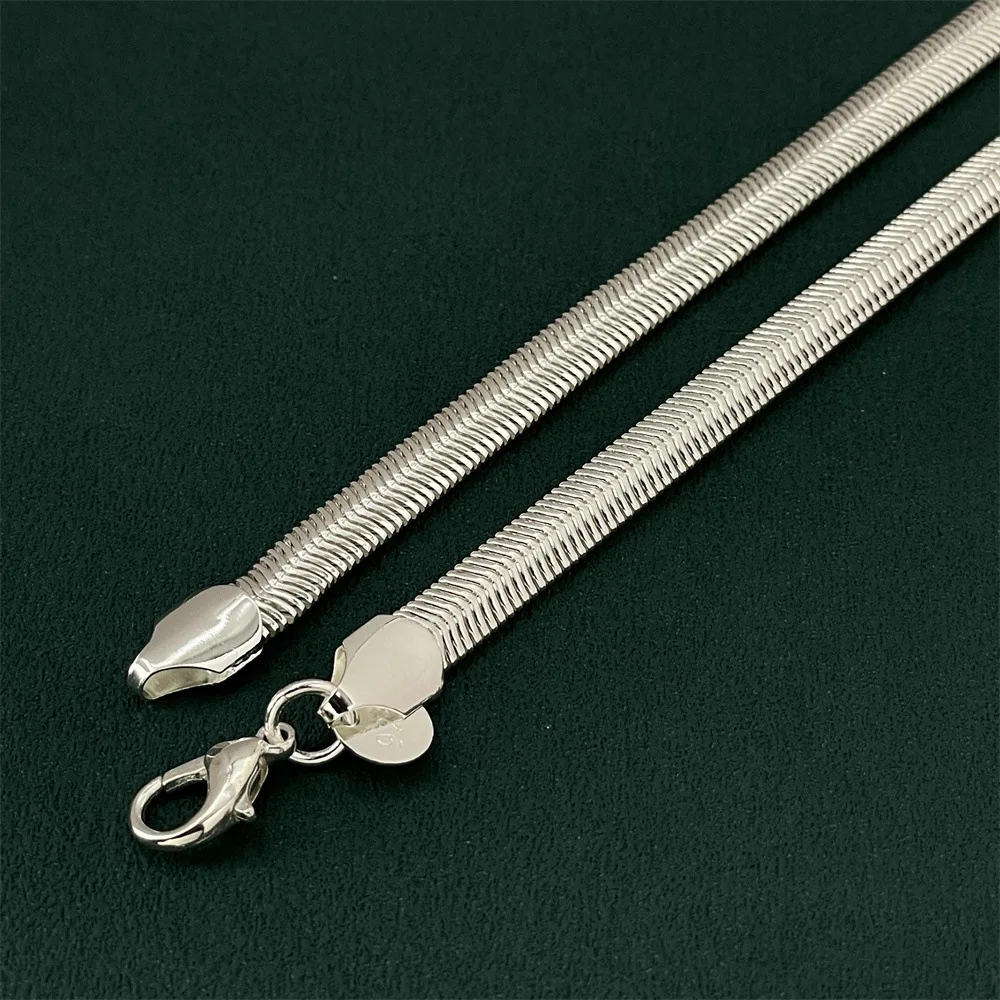 Adjustable Length 40-60CM 6MM Soft Snake Bone Necklace Silver & Gold For Women S925 Sterling Silver Multi-size for All Outfits