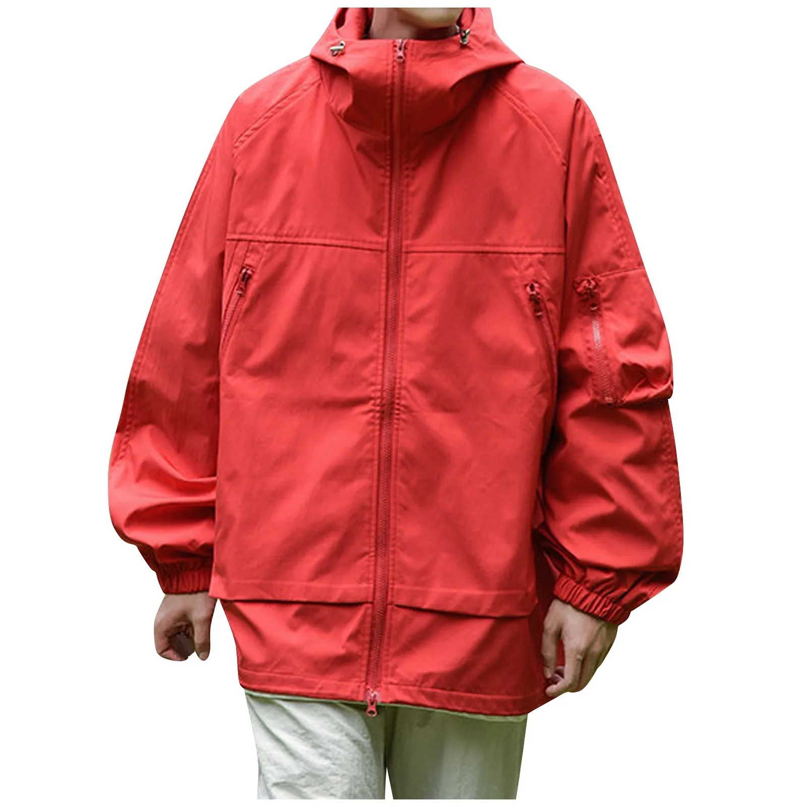 

2025 New Men's Casual Sports Jacket Breathable Hiking Jacket Outdoor Solid Color Practical Thin Waterproof Windproof Top Coat