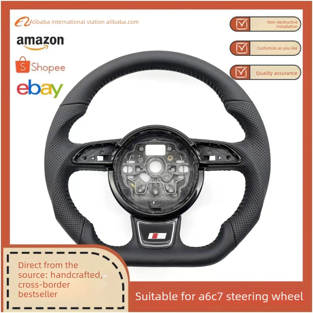Suitable for Audi S standard A6C7 semi-punched black line no buttons no paddle (no airbag) steering wheel