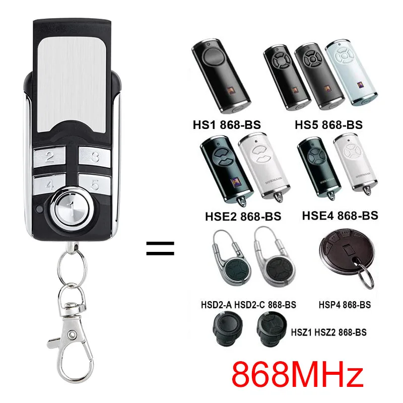 HORMANN HSE4 HSE2 HSE1 HS5 HS4 HS1 HSD2 HSP4 HSS4 868 serie BS Control remoto para puerta de garaje 868MHz Compatible con llave de abridor de puerta