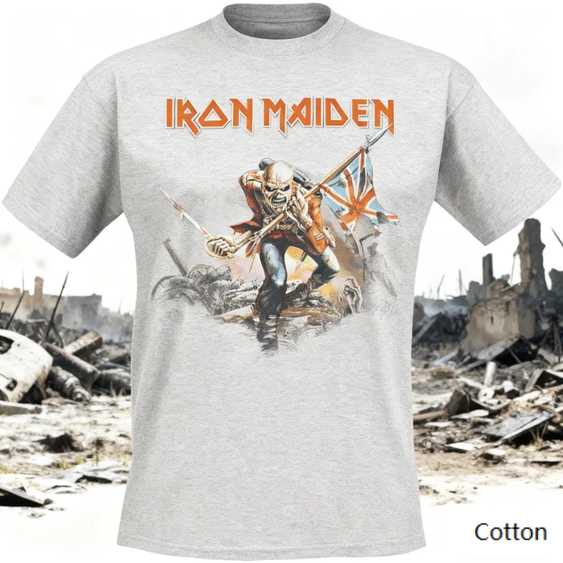 

Iron Maiden Classic Single T-Shirt, The Trooper Yellow Soldier Eddie Tee, Essential for Those Who Love Legendary Metal Fashion
